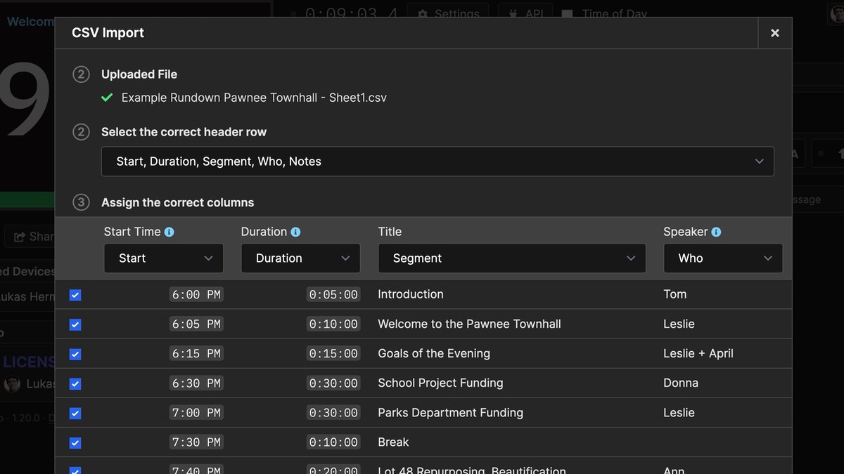 Tweak the details before importing your CSV file