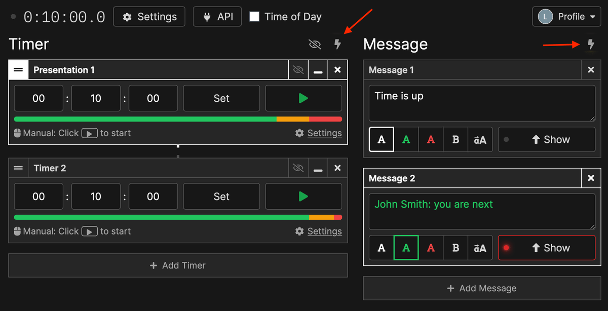 Flash a timer or message on display to grab attention
