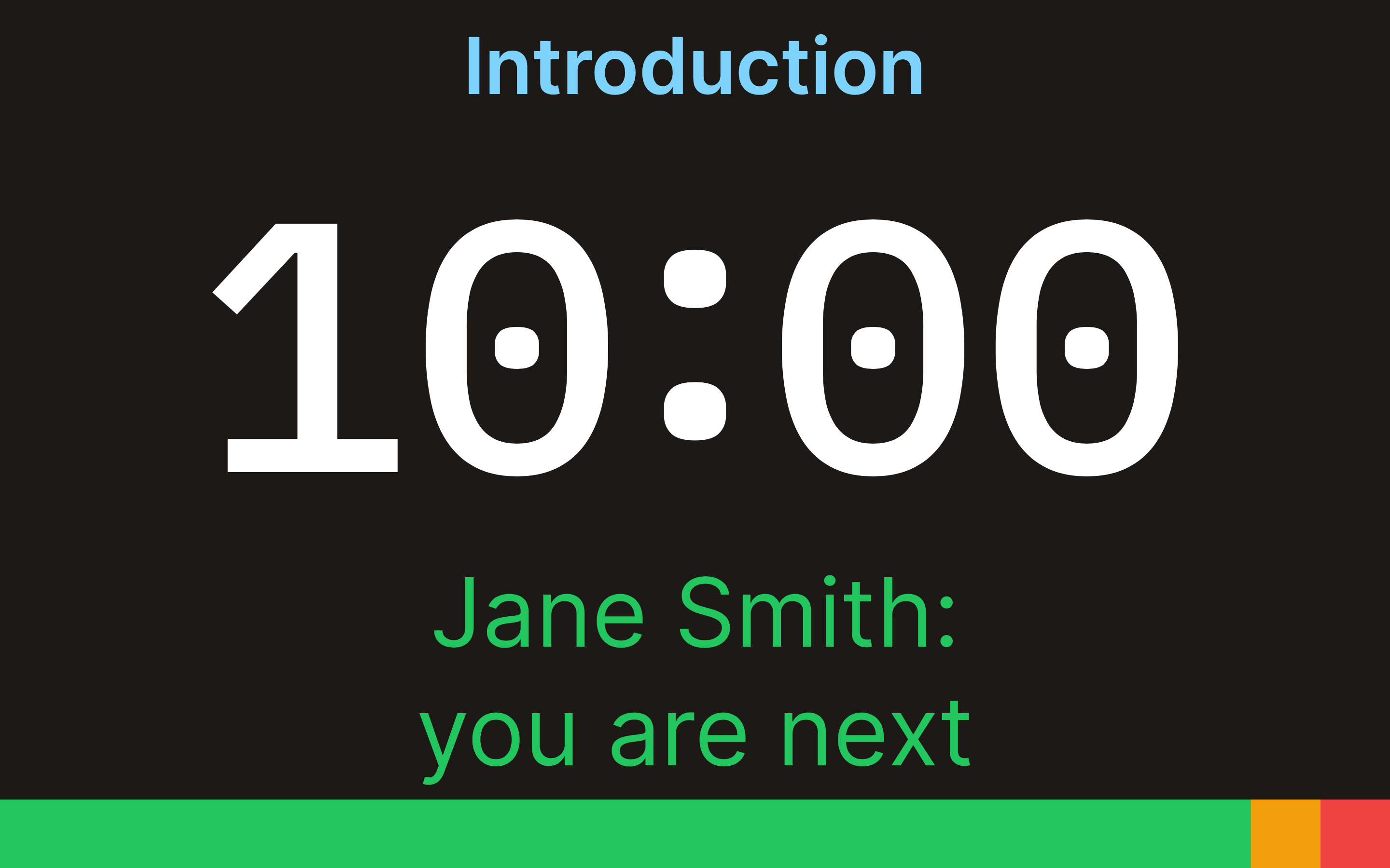 Display messages to presenters through the speaker view of the timer