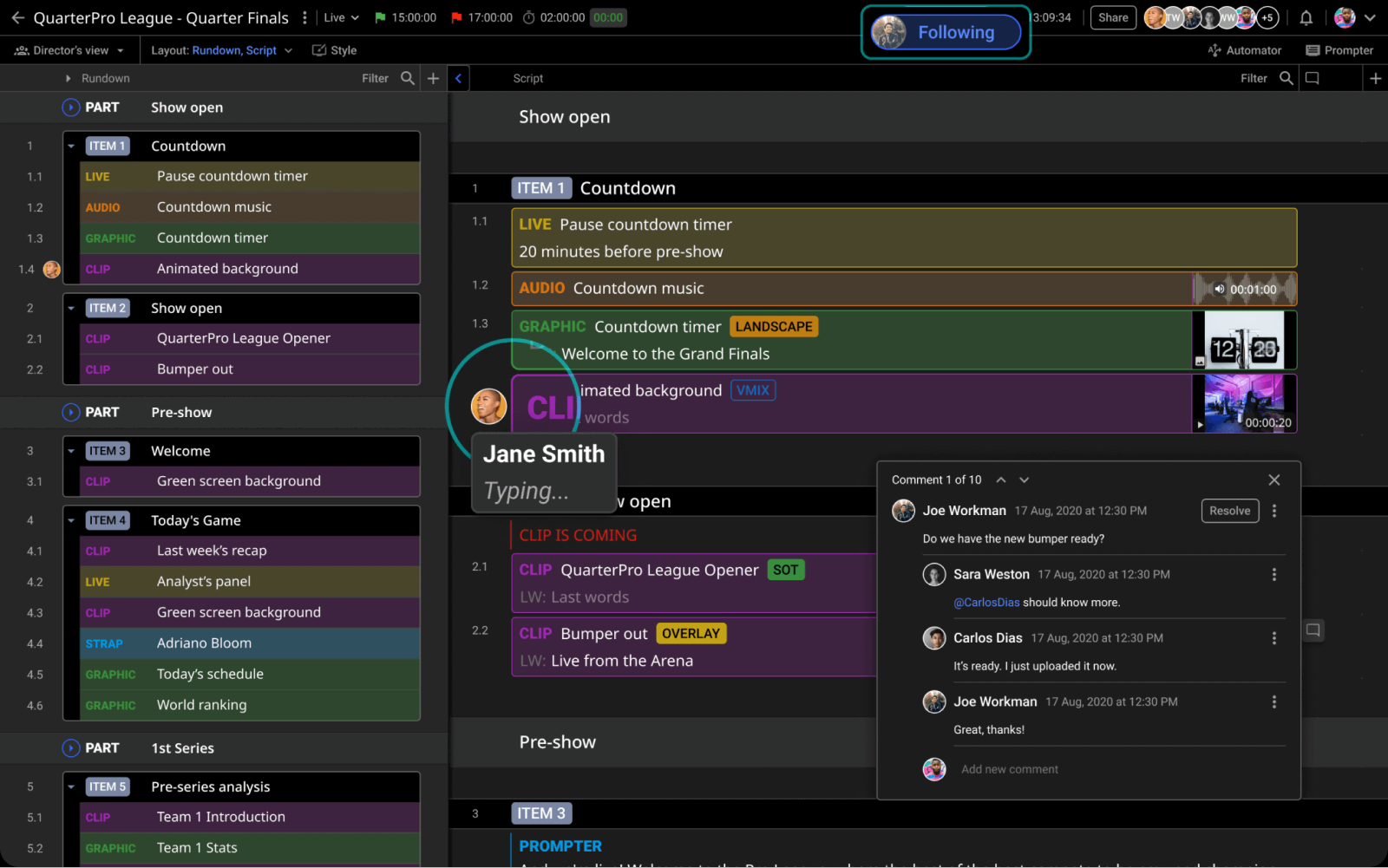 Example Rundown on Cuez