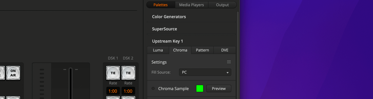 ATEM Software Control chroma key settings