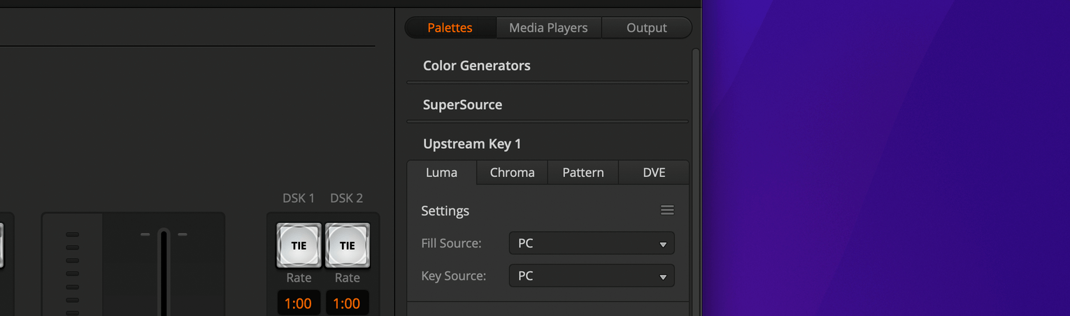 ATEM Software Control luma key settings