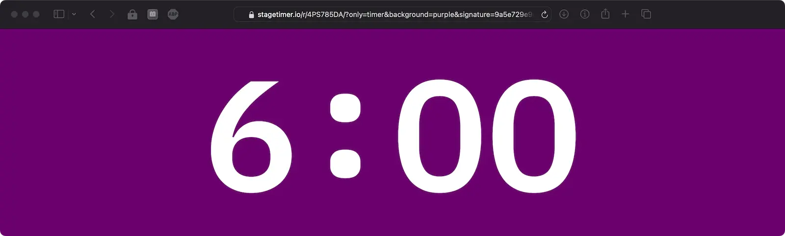 Stagetimer fullscreen output with purple background