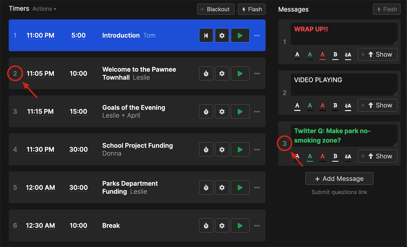 Easily check index number for timers