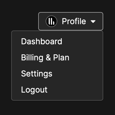 User profile menu