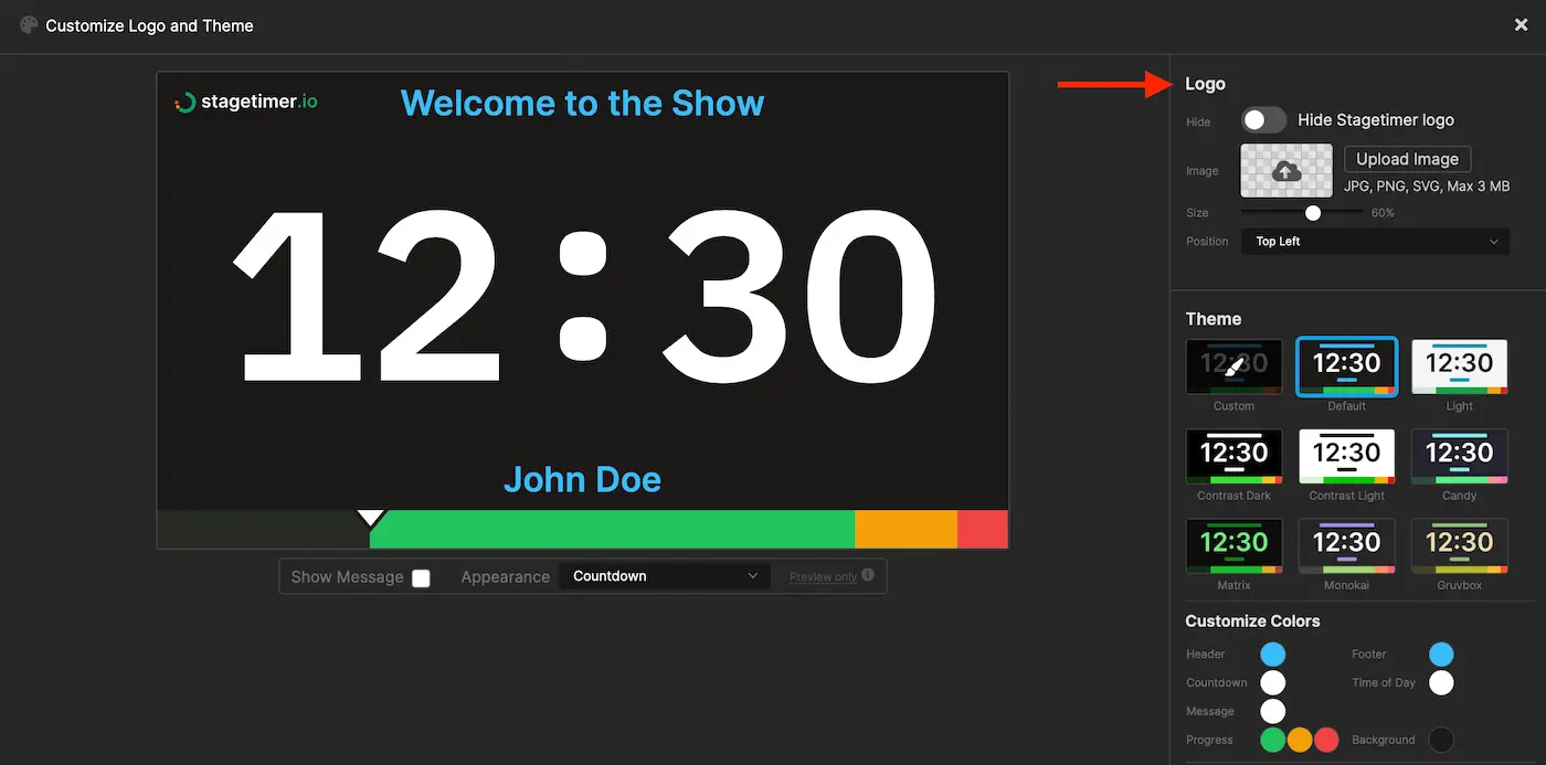 Add a custom logo to the timer viewer