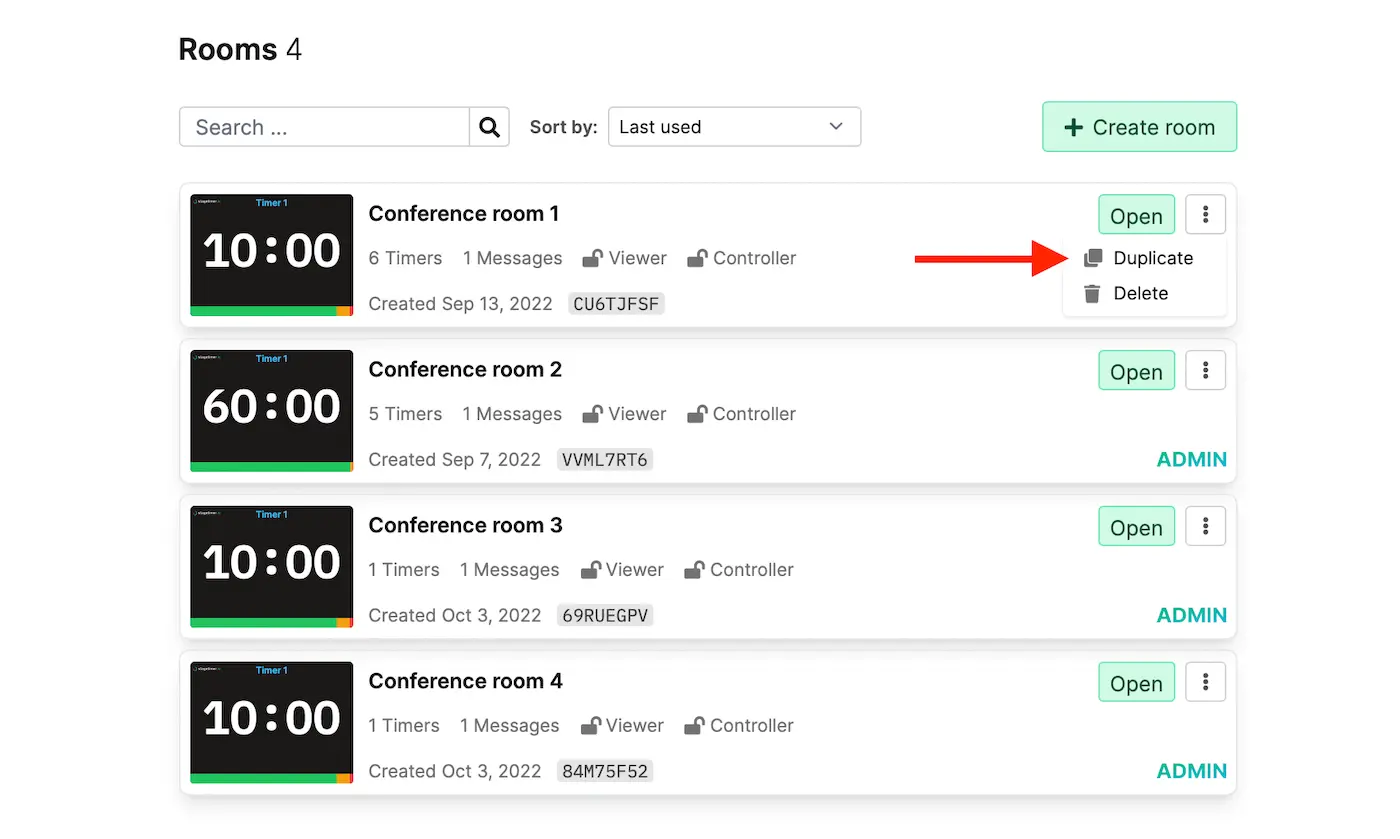 Duplicate a room to reuse the same custom theme