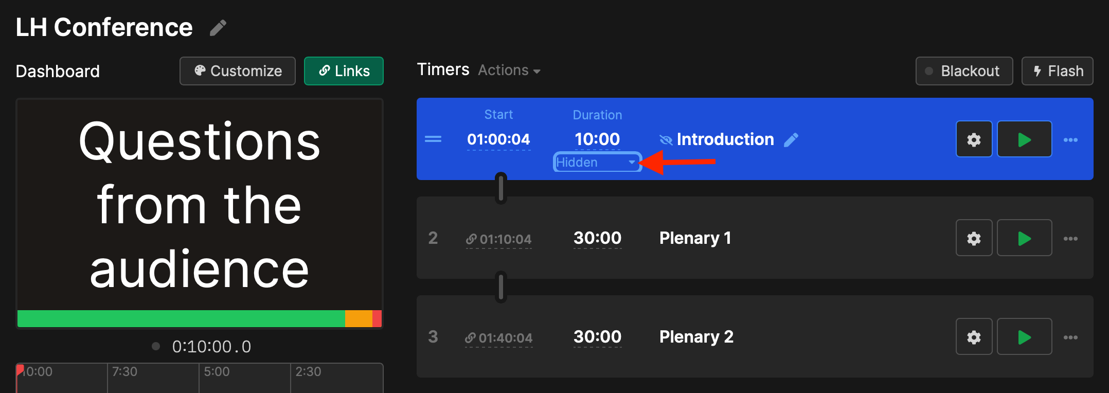 Hide timer to display only messages