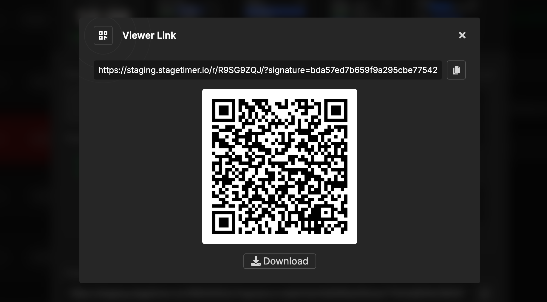 Copy link and QR code options for sharing