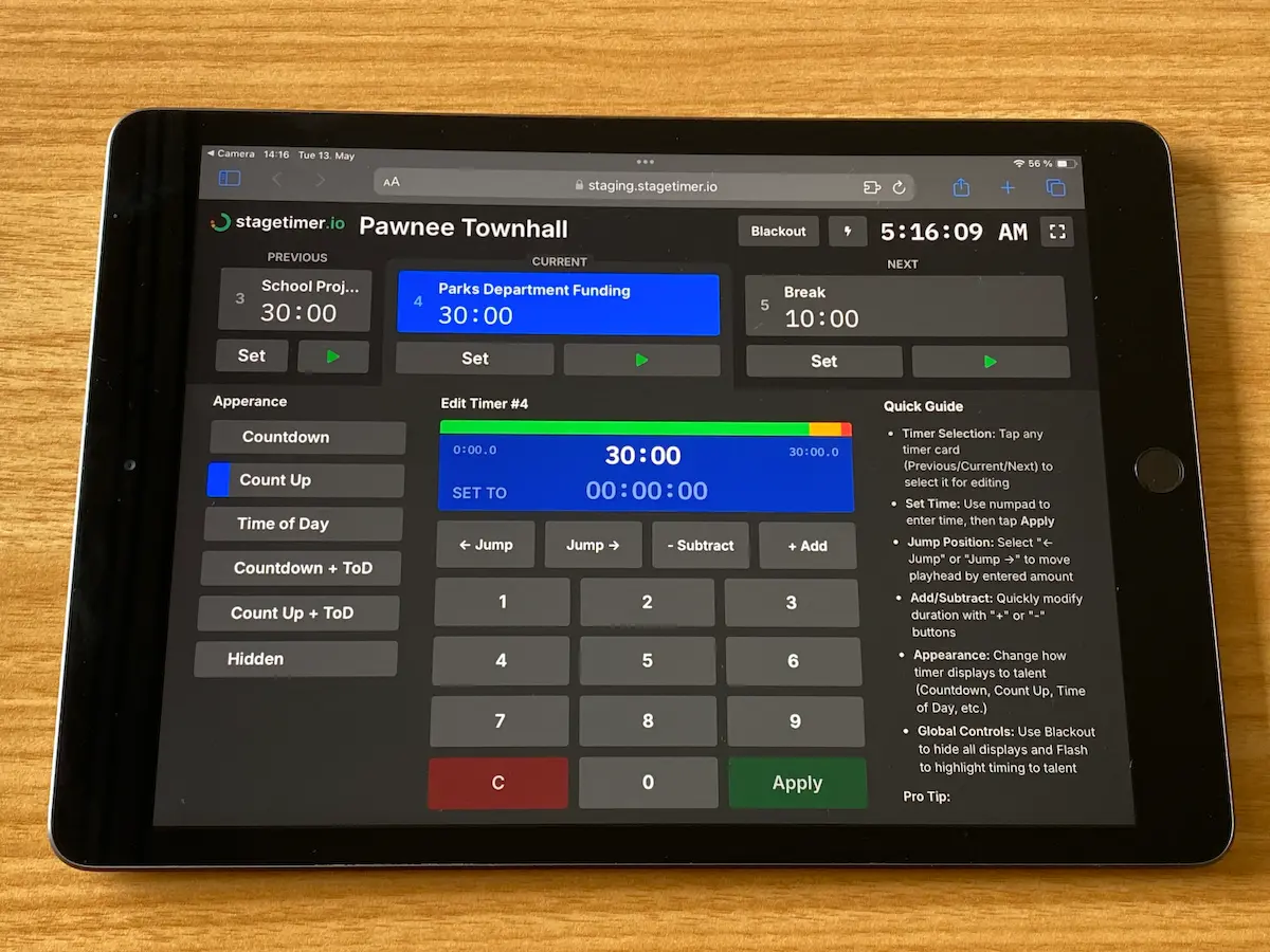 Operator view interface