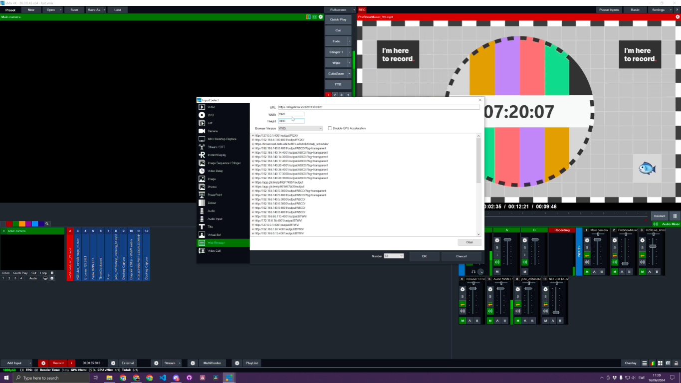 Configuring the Web Browser input