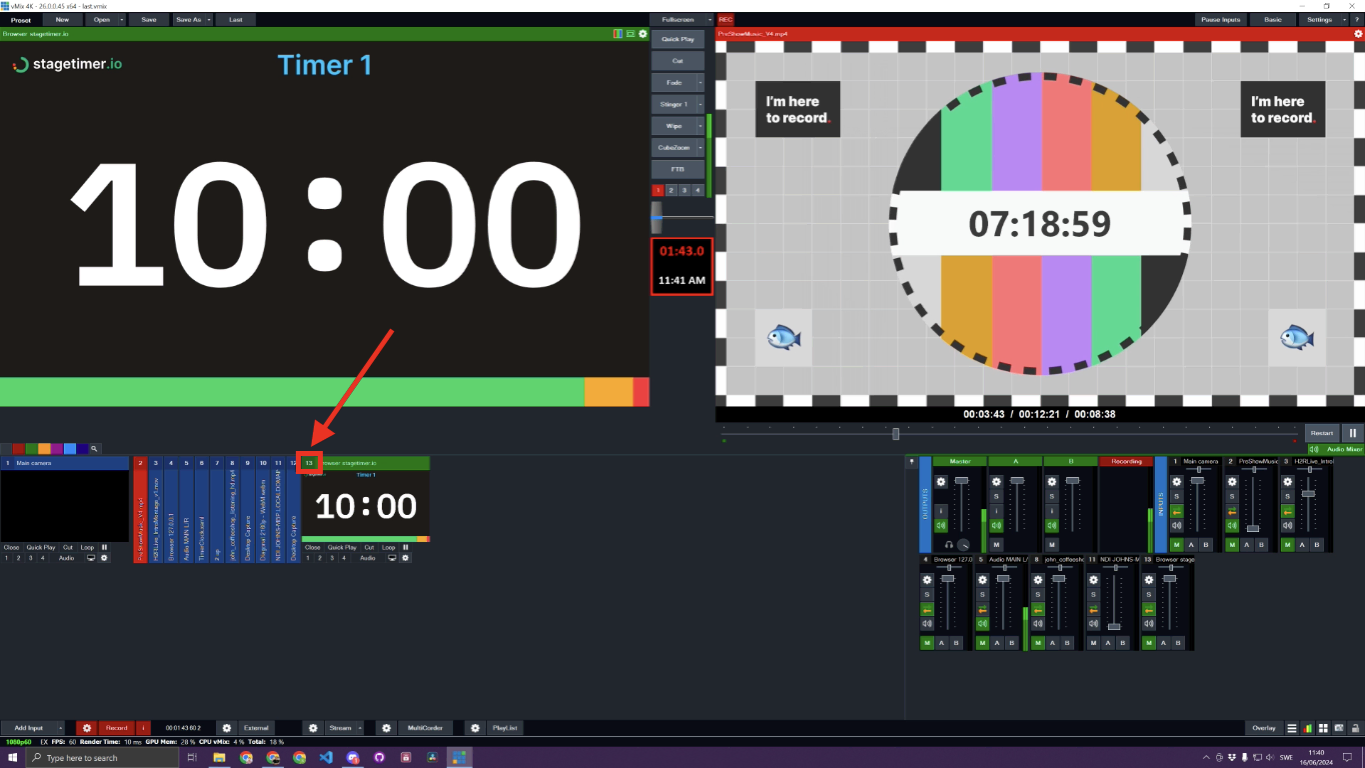 Stagetimer on external output