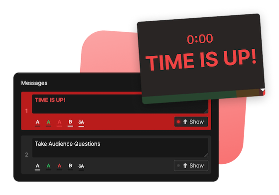 Illustration of fullscreen timer with message and simple controls