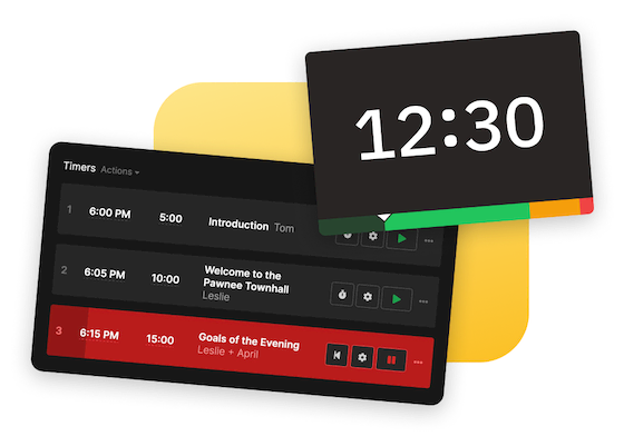 Illustration of fullscreen timer with countdown and simple controls