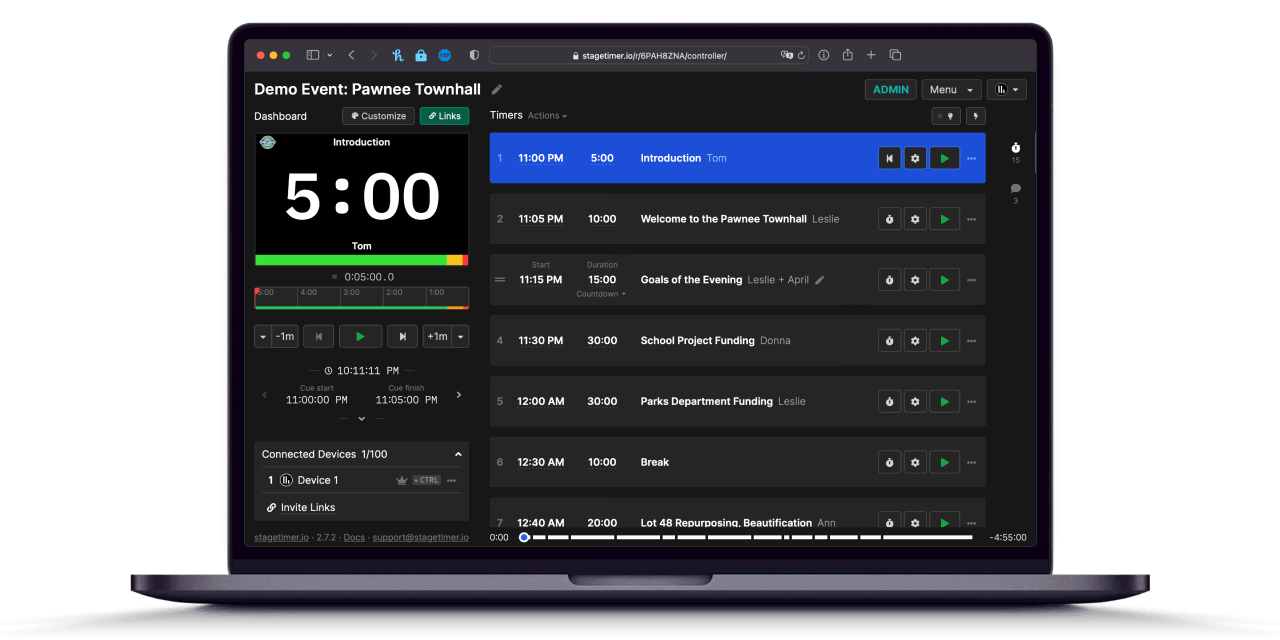 Laptop with Stagetimer