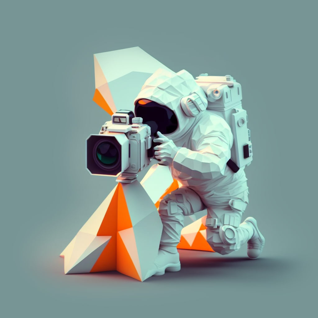 Astronaut operating a camera