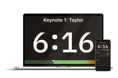 Use any internet-connected device to share a timer and messages with speakers and team members