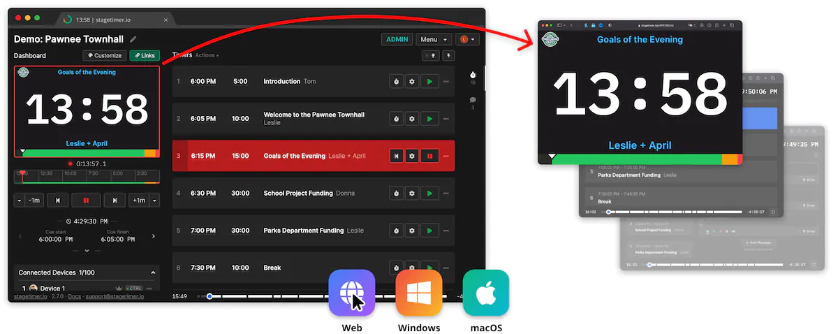 Stagetimer’s intuitive interface