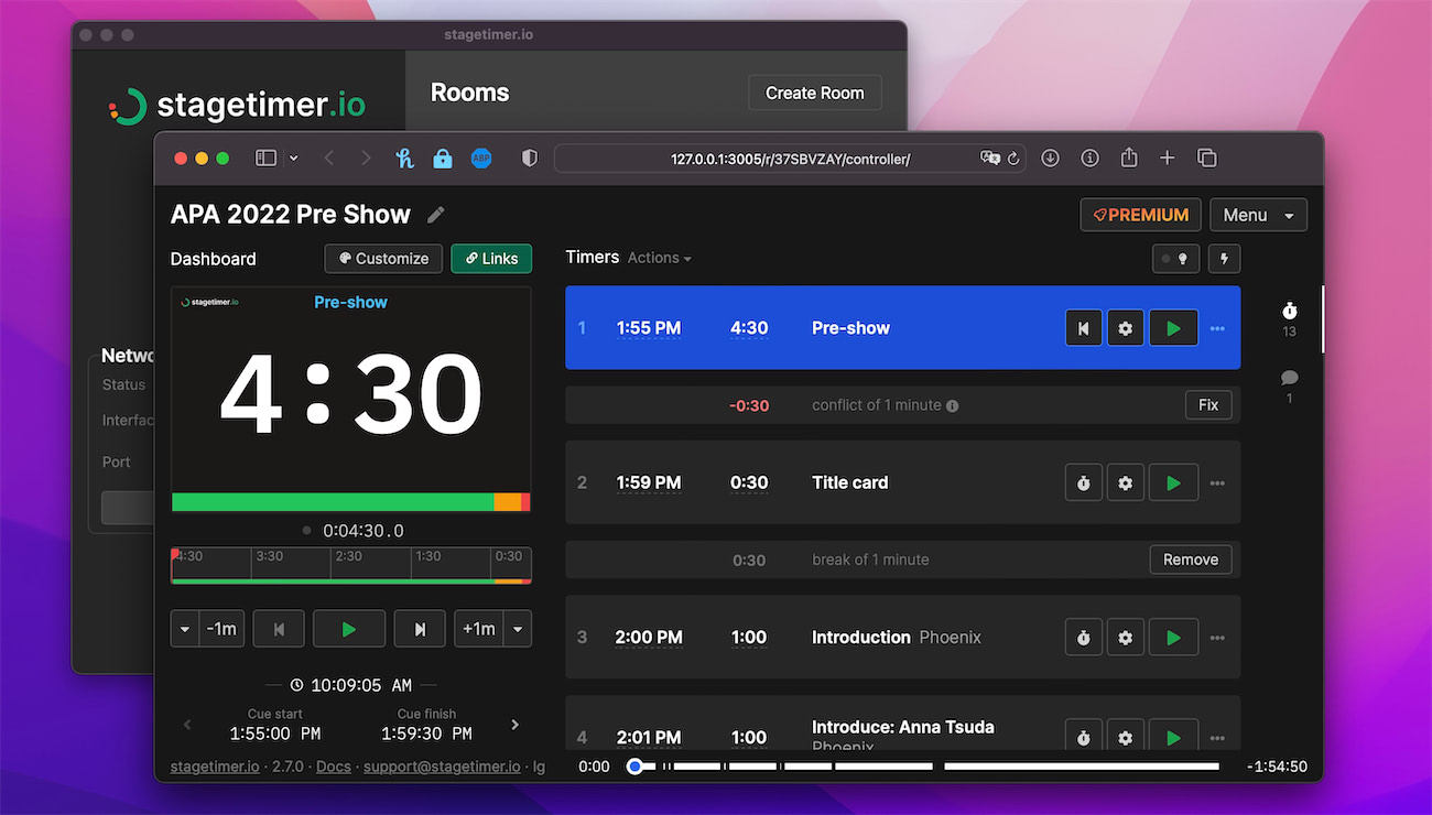 Stagetimer running on the local network
