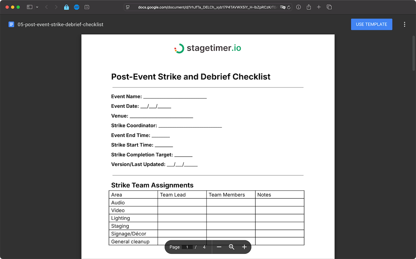 Post-Event Strike and Debrief Checklist
