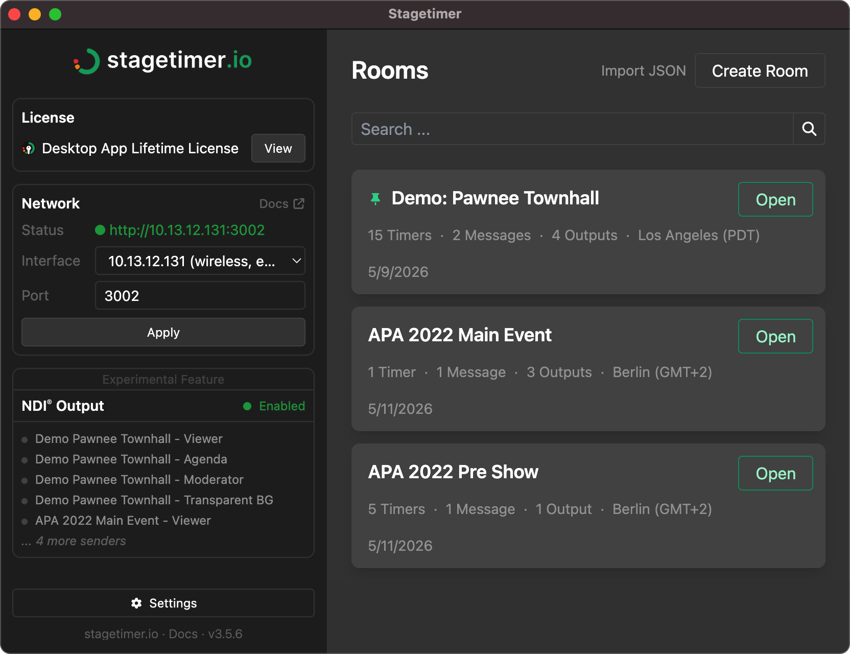 Stagetimer Desktop App UI