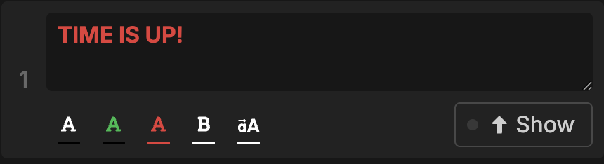 Message card with all editing controls visible