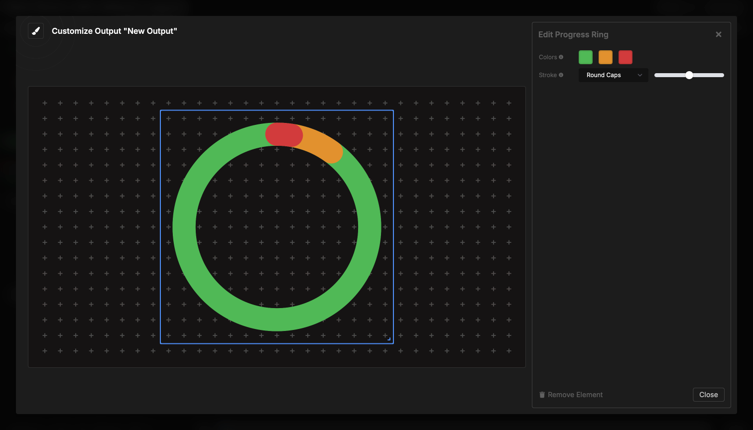 Progress ring overview showing the element interface