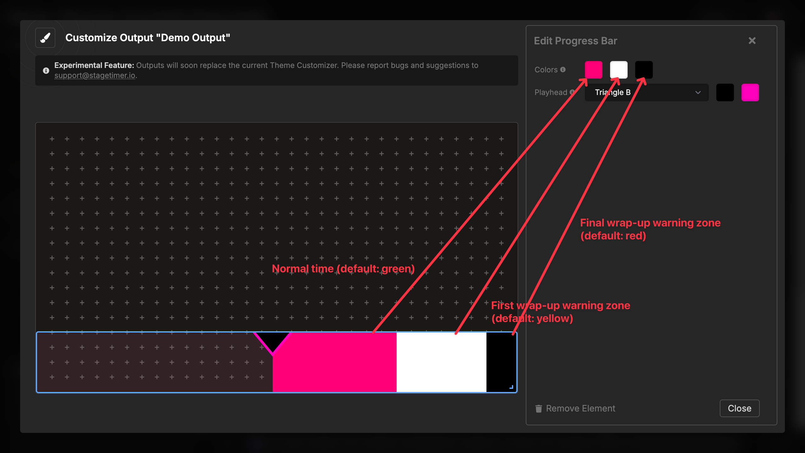 Progress bar color configuration settings