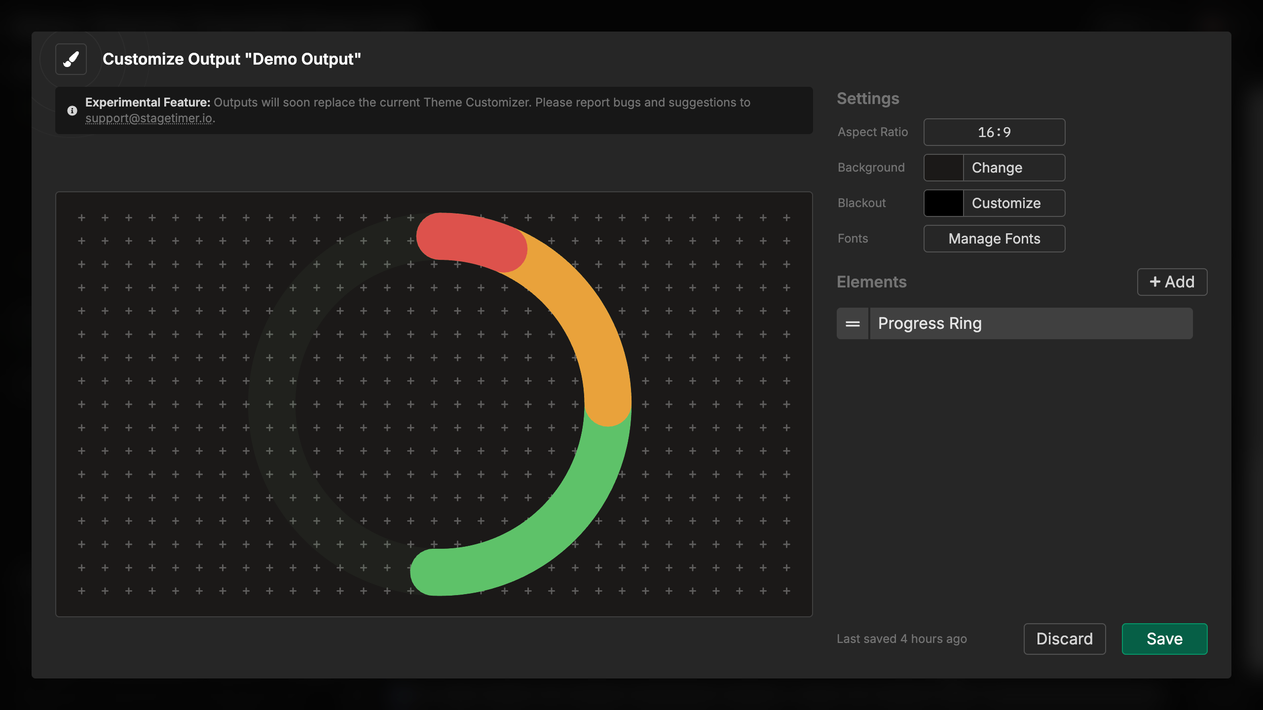 Progress ring overview showing the element interface