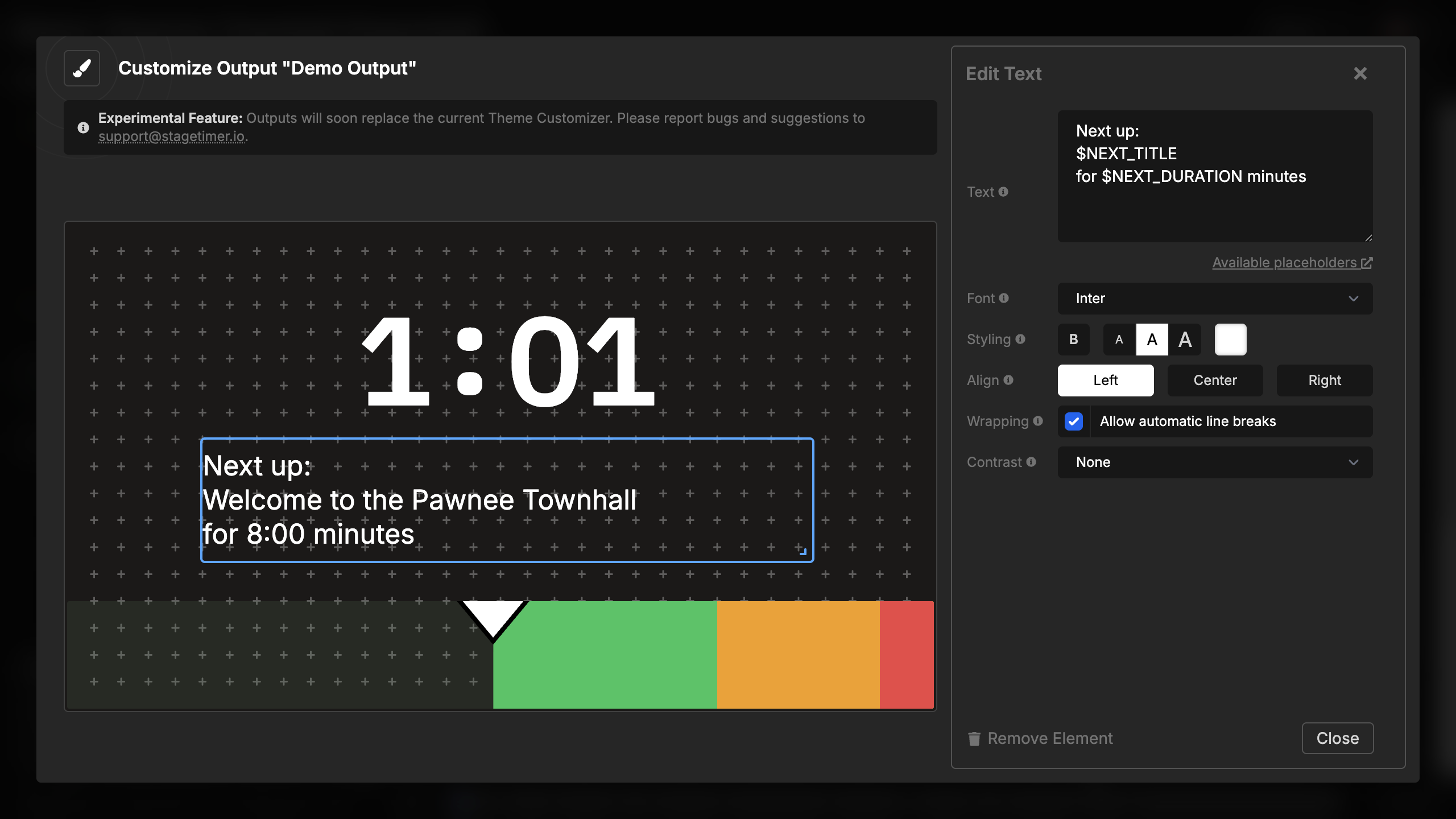 Text aligned to the left