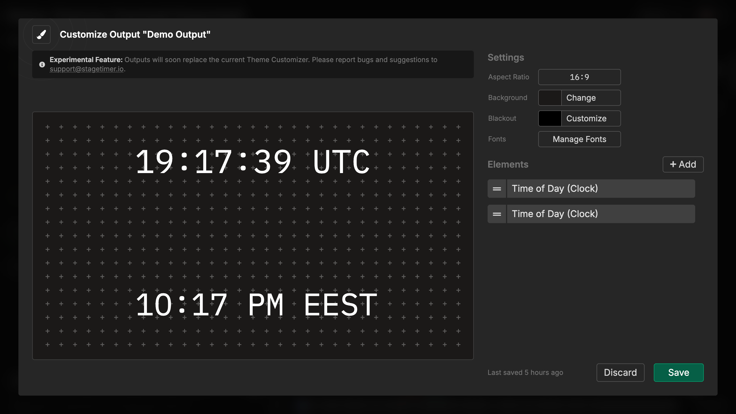Two different timezones displayed in one view