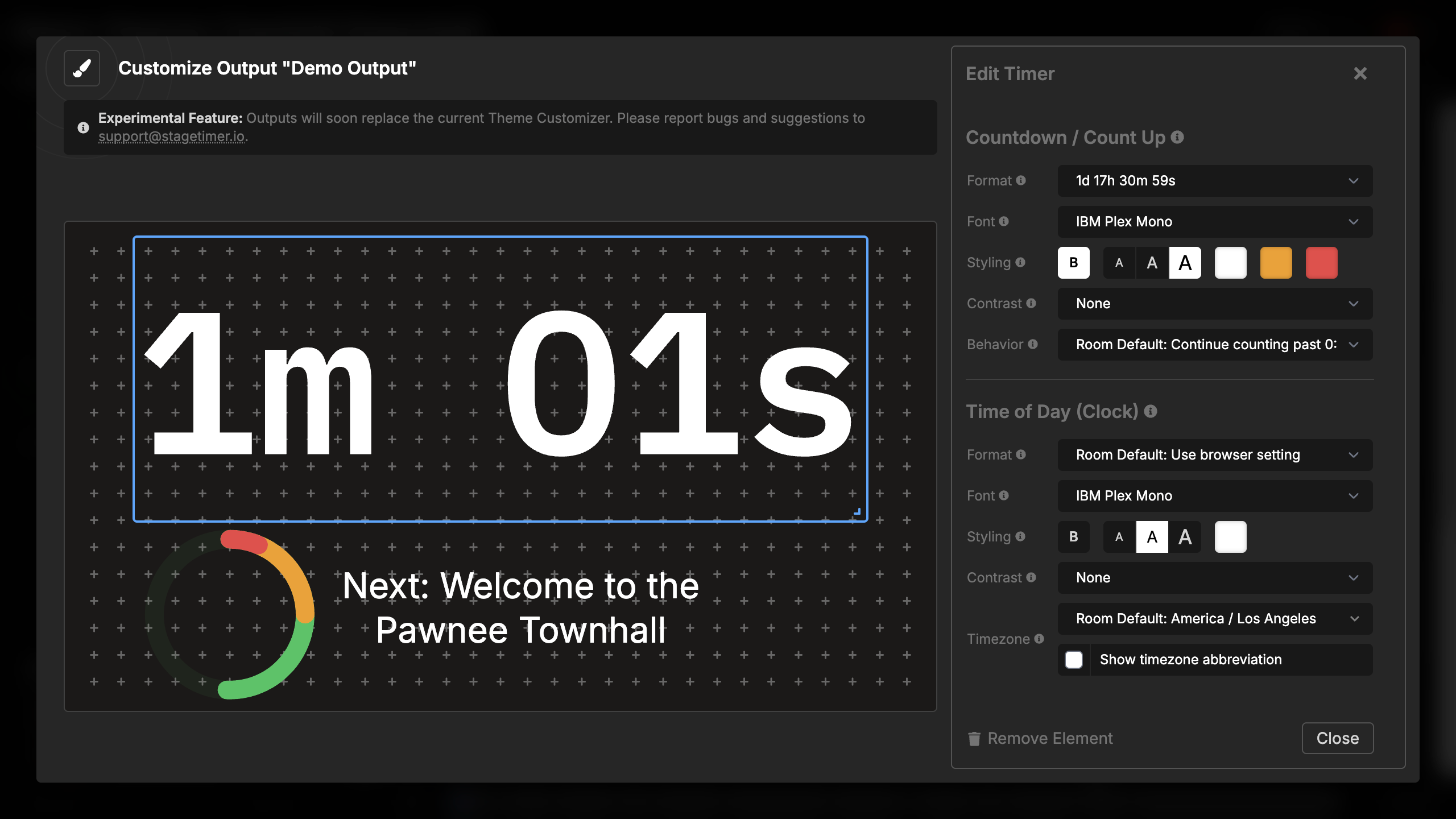 Timer showing count-up format