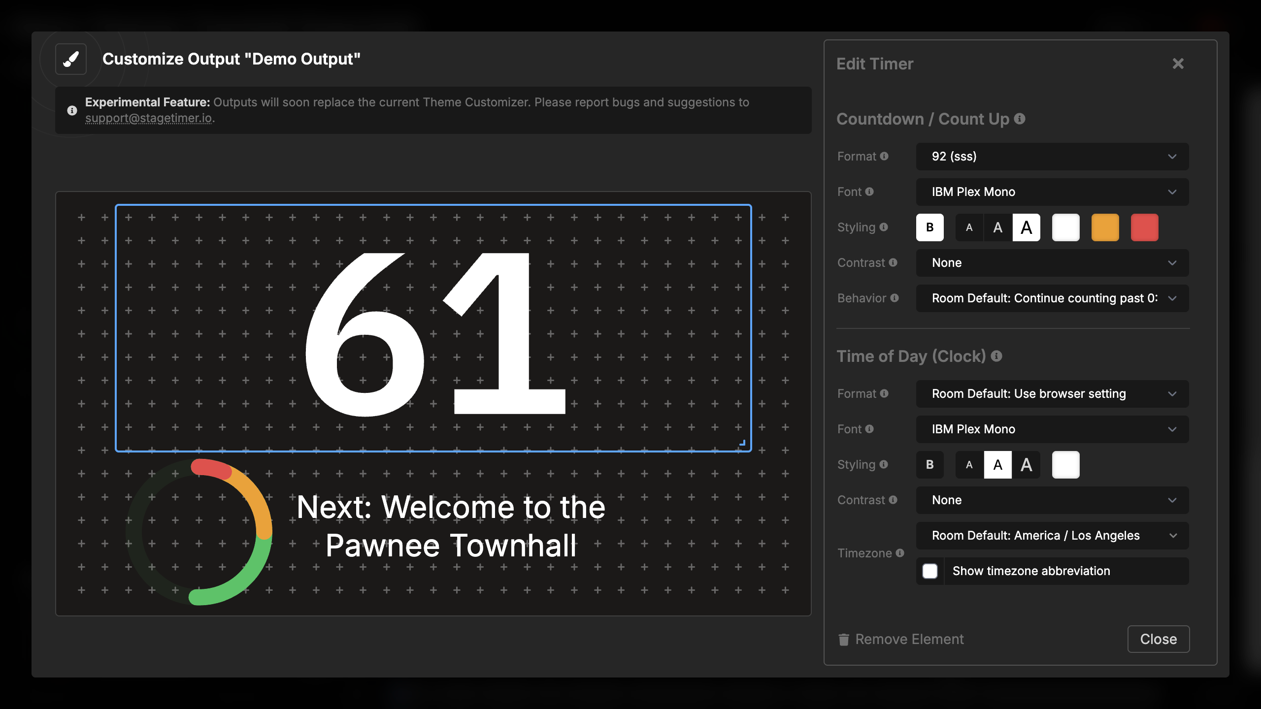 Timer showing remaining seconds format