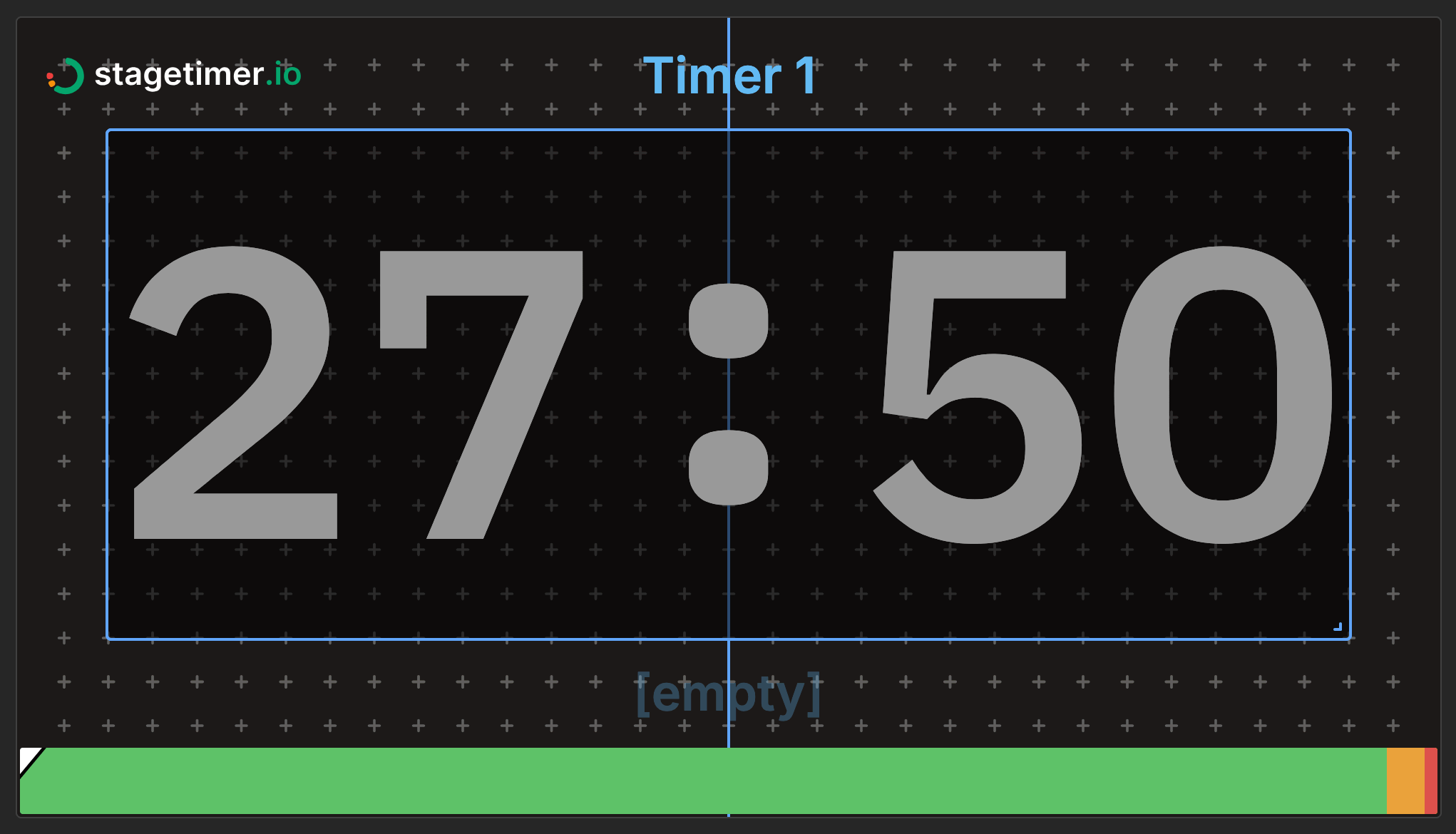 Editor grid showing positioned elements with resize handles