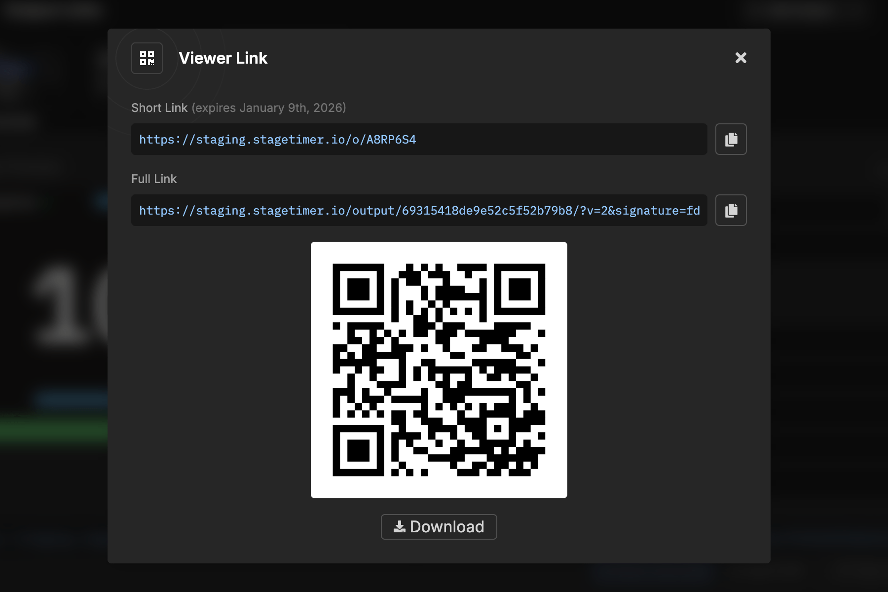 Short Link and Low-Complexity QR Code for Outputs